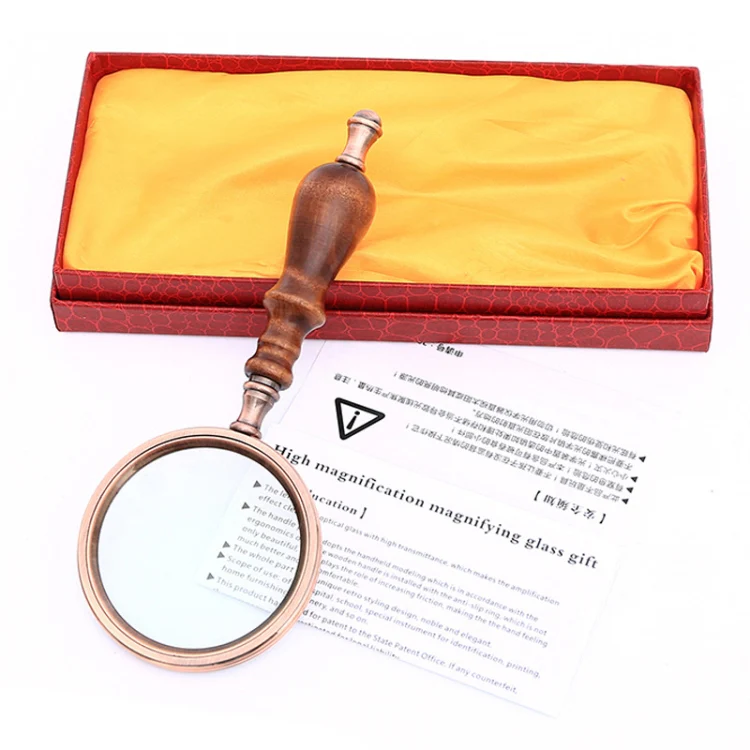10X Metal Wooden Handle Retro Reading Magnifier Handheld Ebony Gift Magnifier - Image 4