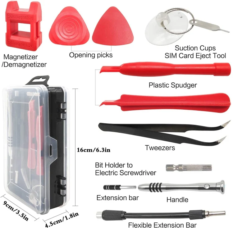 110 in 1 Watch Mobile Phone Disassembly Maintenance Tool Multi-function Chrome Vanadium Steel Screwdriver Set(Black Red) - Image 3