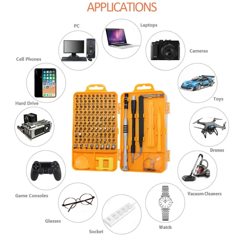 110 in 1 Watch Mobile Phone Disassembly Maintenance Tool Multi-function Chrome Vanadium Steel Screwdriver Set(Black Red) - Image 9