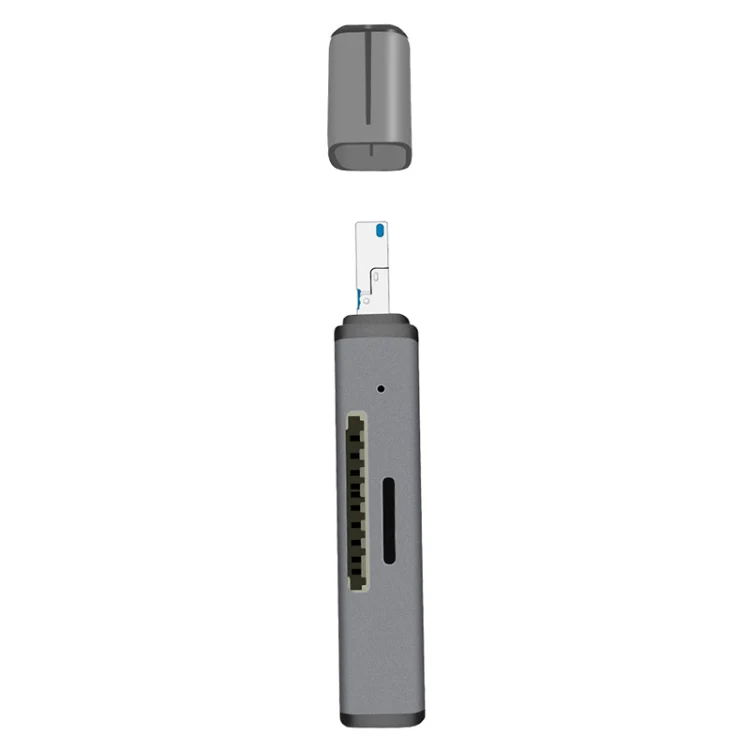 118 2 in 1 USB + 8 Pin Interfaces USB Flash Disk / Memory Card OTG Card Reader for IOS System Mobile Phone / Computer (Dark Gray) - Image 4