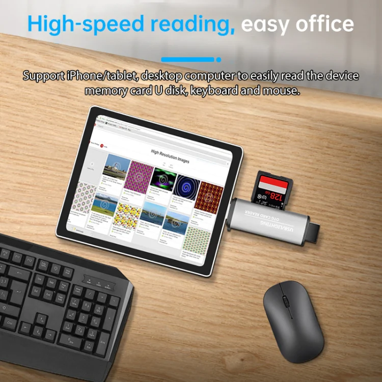 118 2 in 1 USB + 8 Pin Interfaces USB Flash Disk / Memory Card OTG Card Reader for IOS System Mobile Phone / Computer (Light Grey) - Image 10