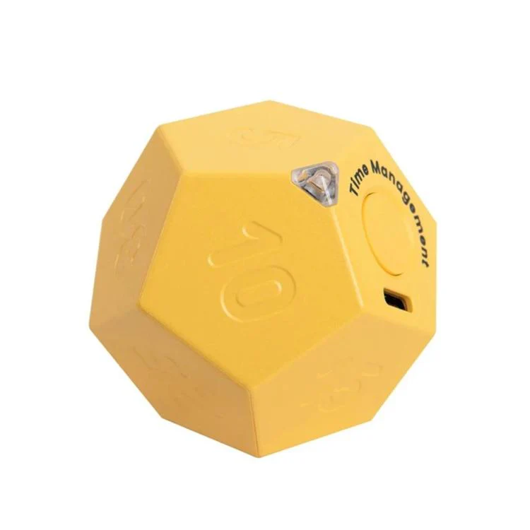 12 Sided Gravity Sensing Timer Kitchen Reminder Time Manager(Yellow)