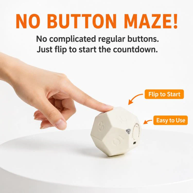 12 Sided Gravity Sensing Timer Kitchen Reminder Time Manager(Yellow) - Image 3