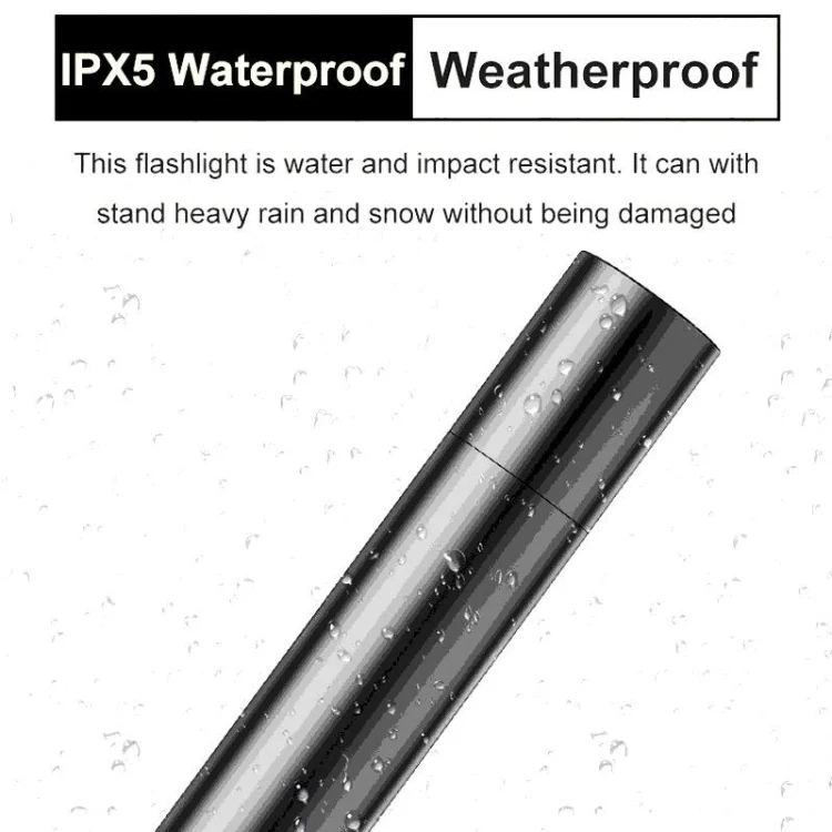 1200mAh LED Outdoor Strong Lighting Lithium Battery Flashlight, Color: Fixed Focus Black - Image 4