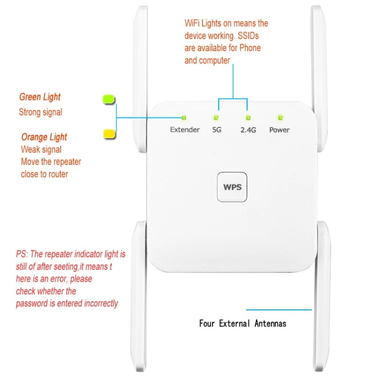 1200Mbps 2.4G / 5G WiFi Extender Booster Repeater Supports Ethernet Port Black EU Plug - Image 7