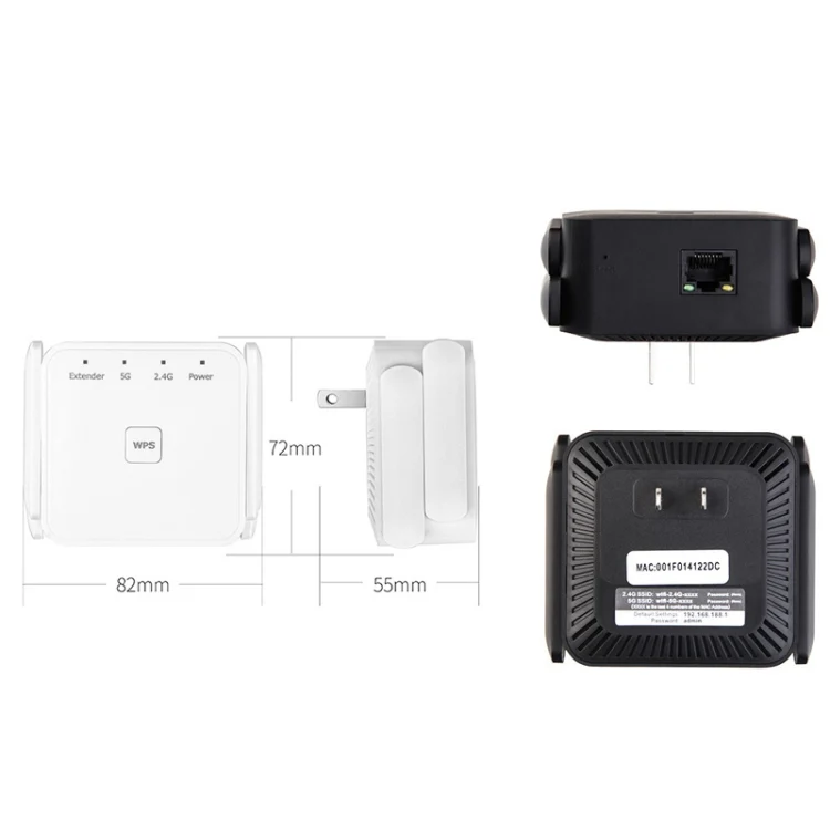 1200Mbps 2.4G / 5G WiFi Extender Booster Repeater Supports Ethernet Port White US Plug - Image 4
