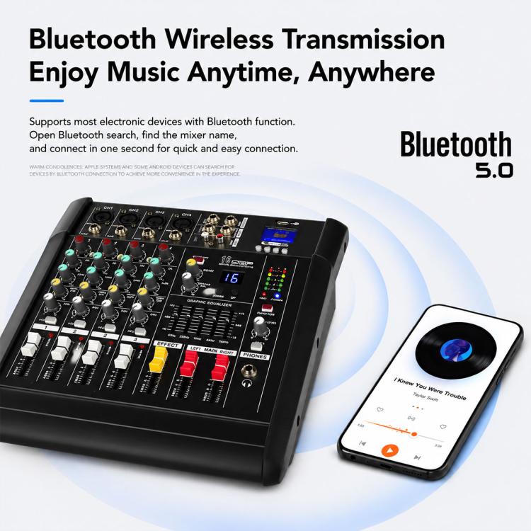 1202D 12-Channel Multi-function Professional Bluetooth Mixer with Amplifier, Plug Type:US Plug(Black) - Image 6