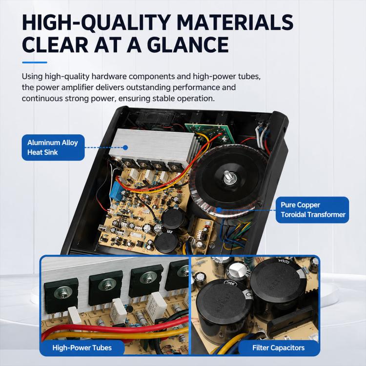 1202D 12-Channel Multi-function Professional Bluetooth Mixer with Amplifier, Plug Type:US Plug(Black) - Image 7