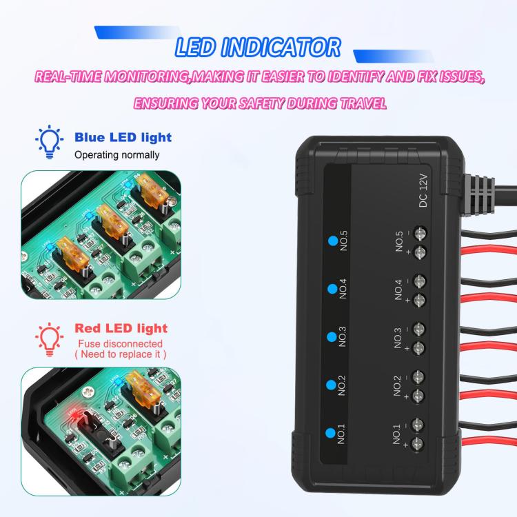 12V Universal Car Motorcycle Fuse Box Relay Kit With Quick Connector(5-channel) - Image 5