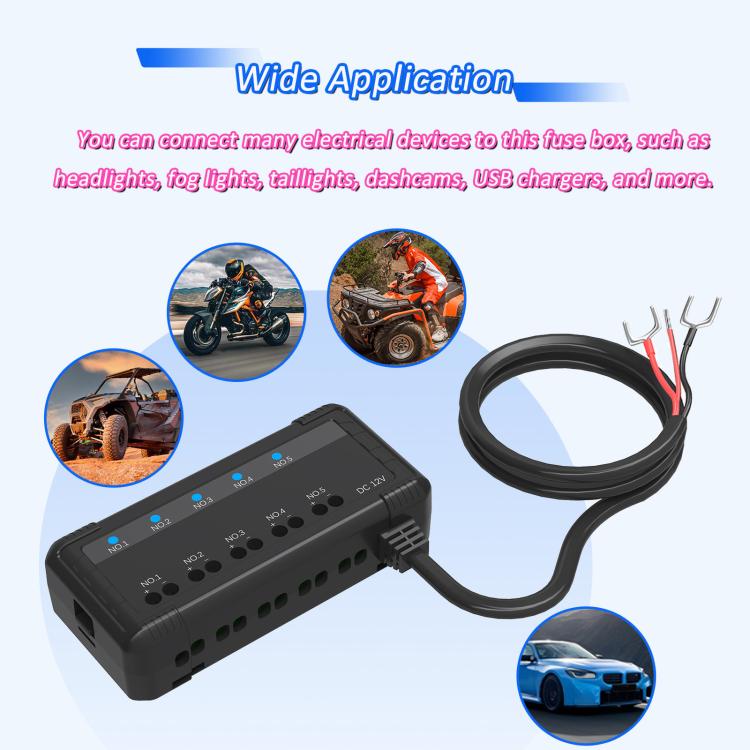 12V Universal Car Motorcycle Fuse Box Relay Kit With Quick Connector(5-channel) - Image 8