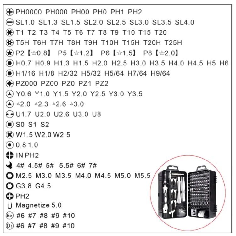 135 in 1 DIY Mobile Phone Disassembly Tool Clock Repair Multi-function Tool Screwdriver Set(Black Gray) - Image 12