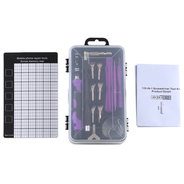 135 in 1 DIY Mobile Phone Disassembly Tool Clock Repair Multi-function Tool Screwdriver Set(Black Purple) - Image 6