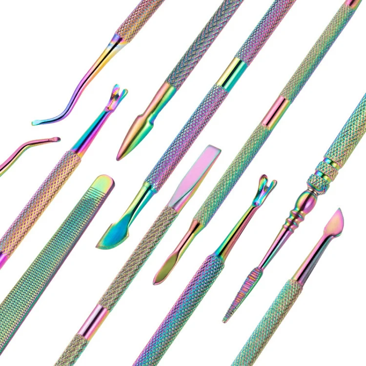 14 In 1 FABIYAN Color Titanium Nail Art Tool Set Dead Skin Shears Steel Push Nail File Pliers - Image 2
