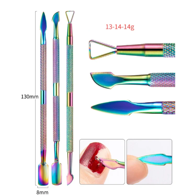 14 In 1 FABIYAN Color Titanium Nail Art Tool Set Dead Skin Shears Steel Push Nail File Pliers - Image 6