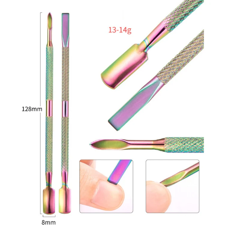 14 In 1 FABIYAN Color Titanium Nail Art Tool Set Dead Skin Shears Steel Push Nail File Pliers - Image 7