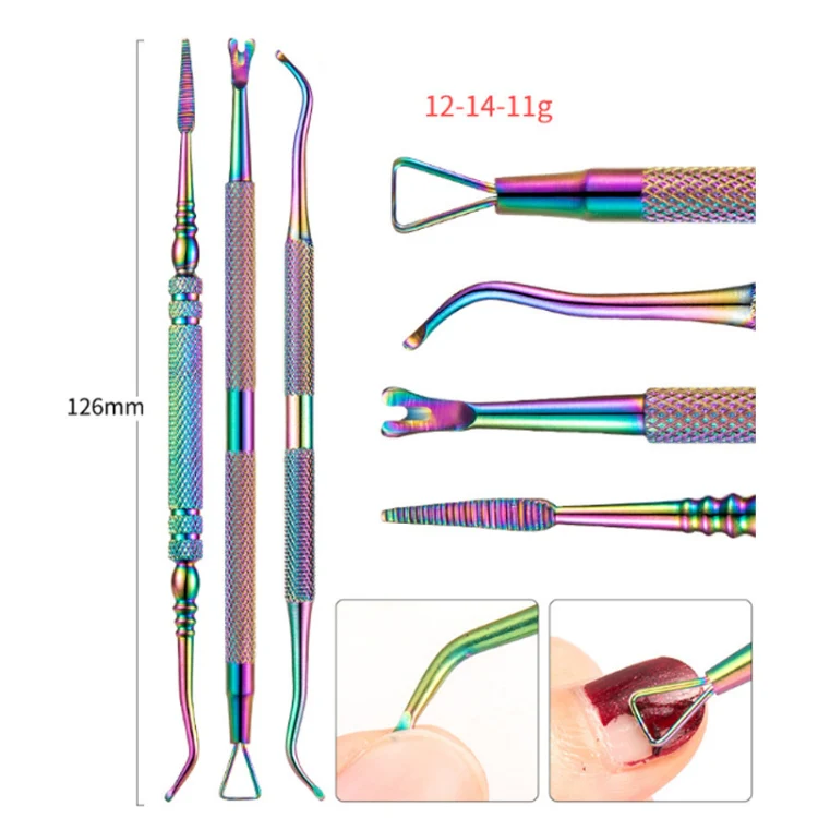 14 In 1 FABIYAN Color Titanium Nail Art Tool Set Dead Skin Shears Steel Push Nail File Pliers - Image 8