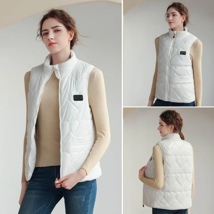 15 Areas Heated Shiny Vest For Women With 3 Independent Temperature Control, Size: L(Pink) - Image 3