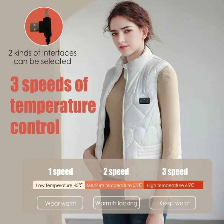 15 Areas Heated Shiny Vest For Women With 3 Independent Temperature Control, Size: S(Black) - Image 4