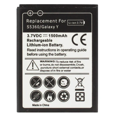 1500mAh Replacement Battery for Galaxy Y / S5360 - Image 2