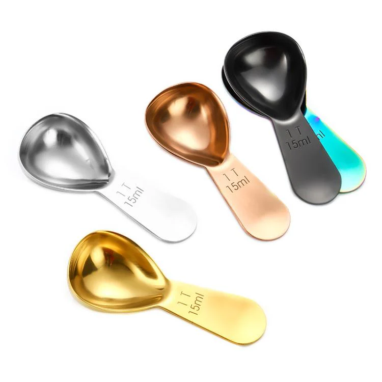 15ml 304 Stainless Steel Thickened Coffee Spoon With Scale Measuring Bean Spoon(Black) - Image 2