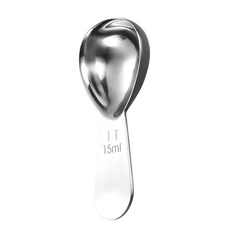 15ml 304 Stainless Steel Thickened Coffee Spoon With Scale Measuring Bean Spoon(Silver)