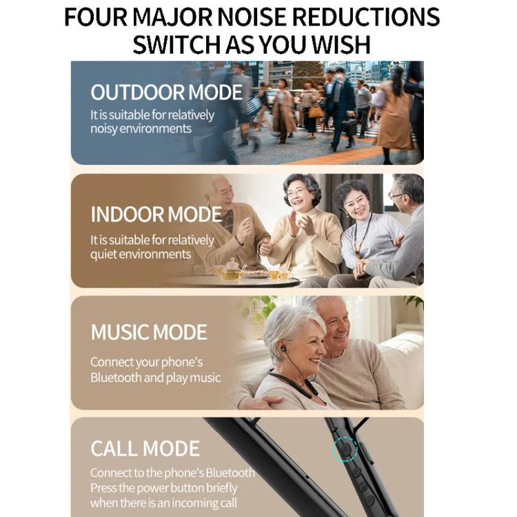 16-Channel Neck-Worn Bluetooth Hearing Aid Headphones Portable Sound Amplifier(White) - Image 10