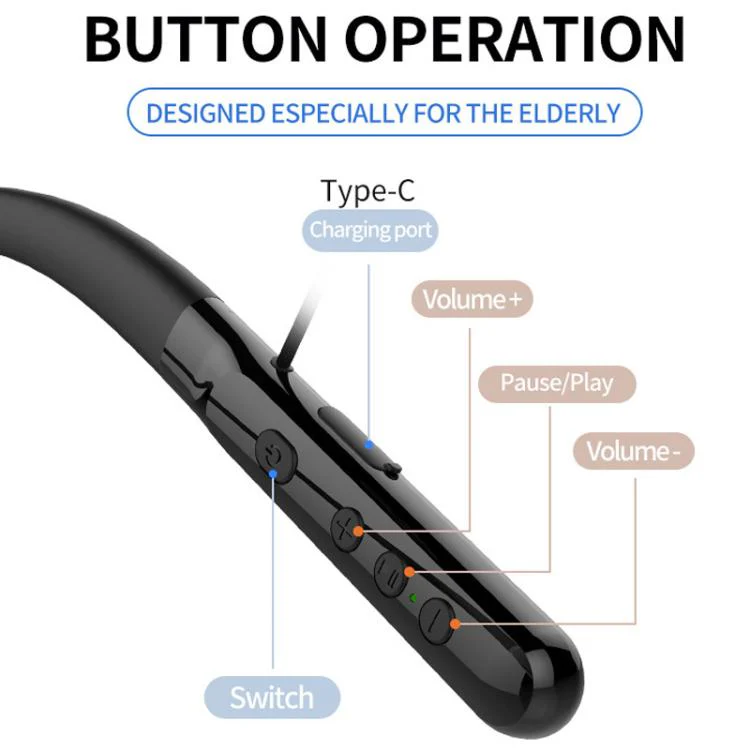16-Channel Neck-Worn Bluetooth Hearing Aid Headphones Portable Sound Amplifier(White) - Image 12