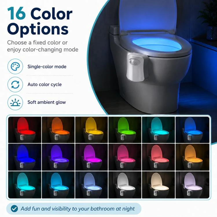 16-Color RGB Motion Sensor Toilet Bowl Night Light(White) - Image 4