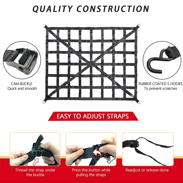 167x127cm Truck Bed Cargo Net Pickup Bed Netting Strap - Image 4