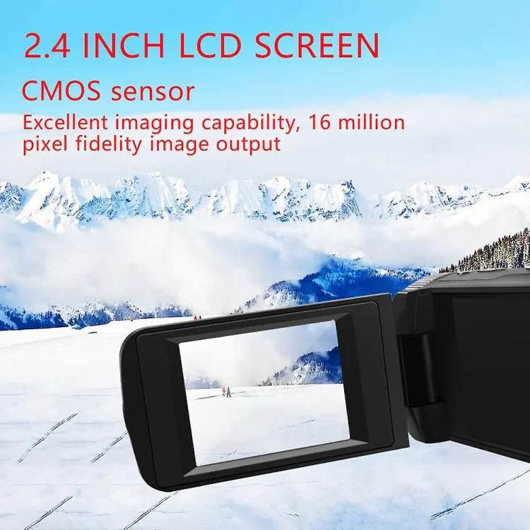 16MP 16X Digital Zoom Vlogging Camera Video Camcorder with 2.4 Inch Flip Screen, Spec: With Wide Angle & Mic EU Plug - Image 3