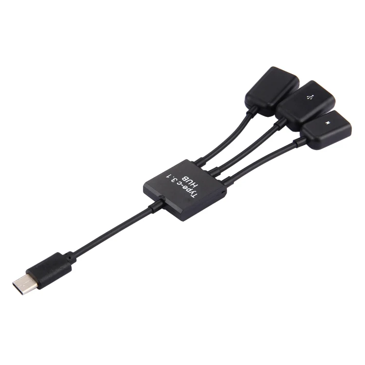 17.8cm 3 Ports USB-C / Type-C 3.1 OTG Charge HUB Cable, For Galaxy S8 & S8 + / LG G6 / Huawei P10 & P10 Plus / Xiaomi Mi 6 & Max 2 and other Smartphones(Black) - Image 3
