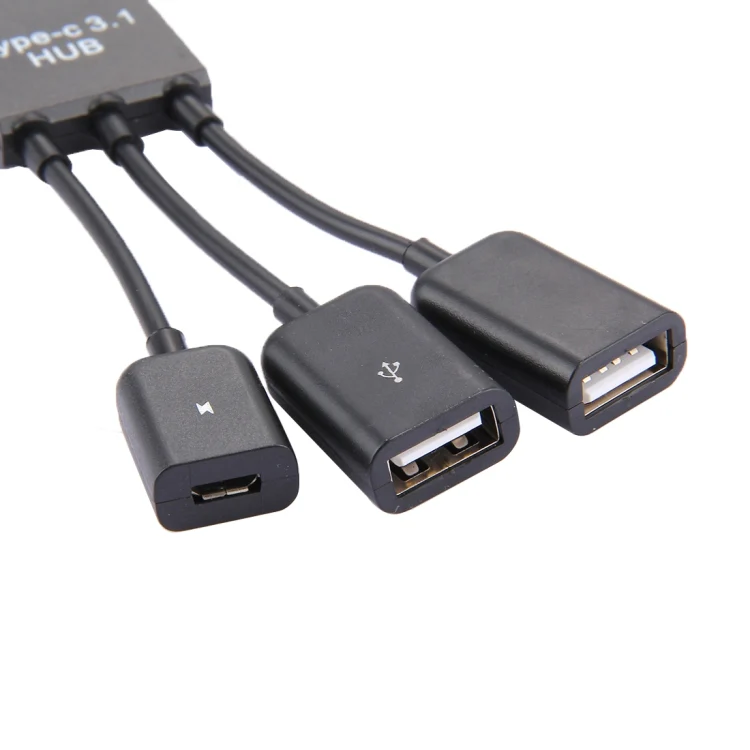 17.8cm 3 Ports USB-C / Type-C 3.1 OTG Charge HUB Cable, For Galaxy S8 & S8 + / LG G6 / Huawei P10 & P10 Plus / Xiaomi Mi 6 & Max 2 and other Smartphones(Black) - Image 4