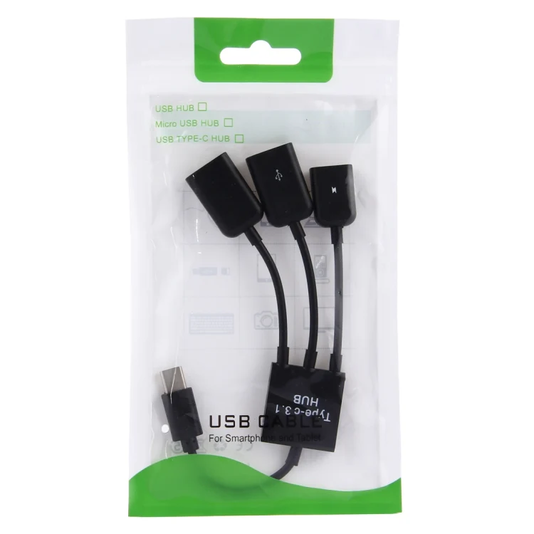 17.8cm 3 Ports USB-C / Type-C 3.1 OTG Charge HUB Cable, For Galaxy S8 & S8 + / LG G6 / Huawei P10 & P10 Plus / Xiaomi Mi 6 & Max 2 and other Smartphones(Black) - Image 6