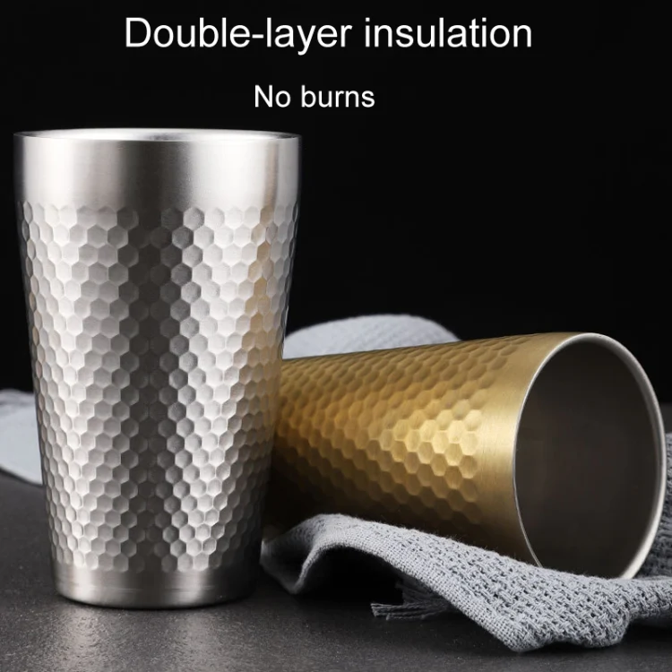 175ml 304 Stainless Steel Hammer Mug Thickened Double-Layer Restaurant Tea Cups(Silver) - Image 6