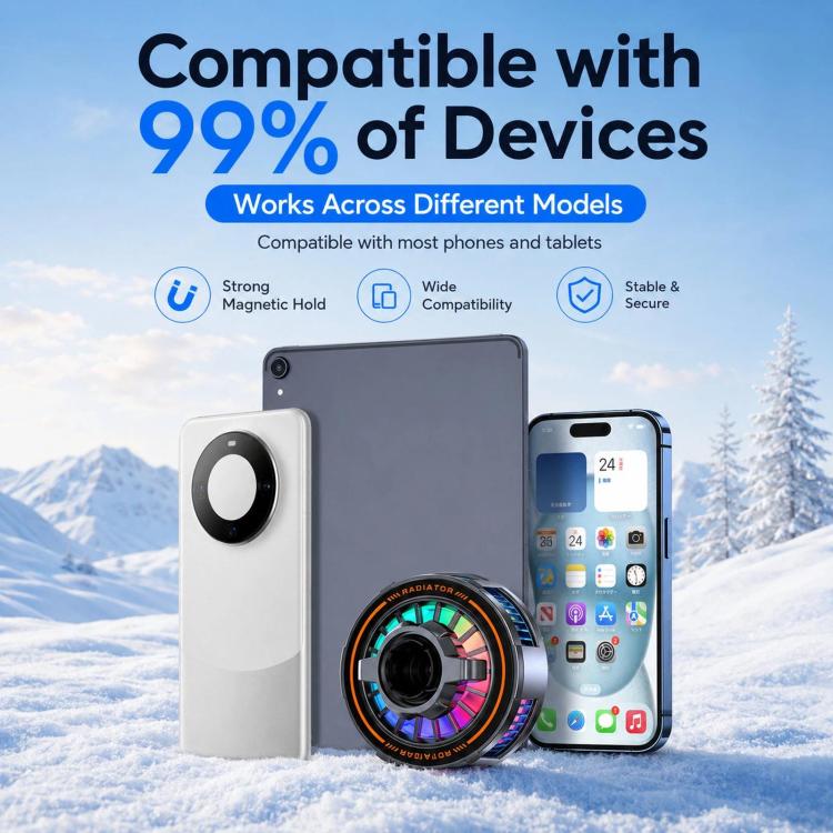 17mm Ball Joint Magnetic Phone Cooler 3-Speed Semiconductor Cooling Fan with Air Vent Clip C50 - Image 9