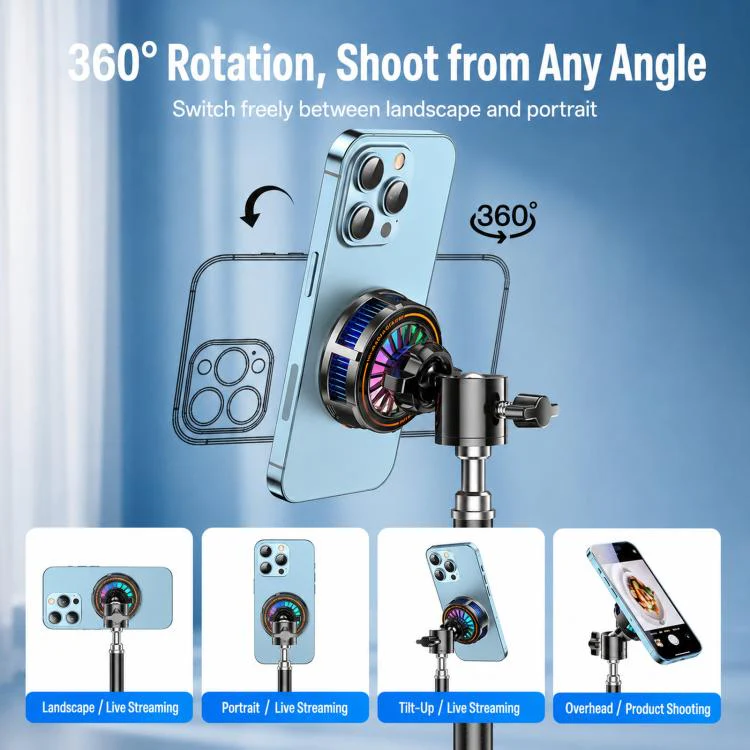 17mm Ball Joint Magnetic Phone Cooler 3-Speed Semiconductor Cooling Fan with Air Vent Hook C49 - Image 7