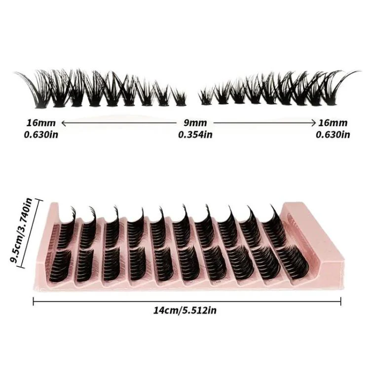 180-Cluster Single-Cluster Segmented Self-Grafting Thick Curled False Eyelashes, Curl: 40D(10-Row 3D) - Image 2