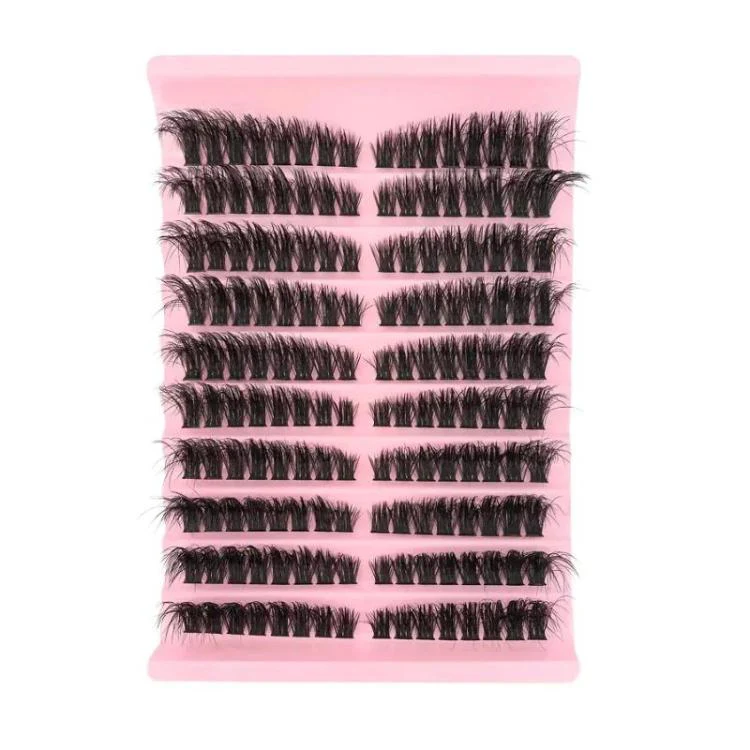 180-Cluster Single-Cluster Segmented Self-Grafting Thick Curled False Eyelashes, Curl: 60D(10-Row 3D)