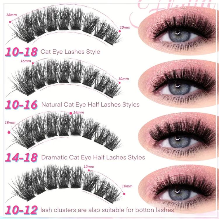 180-Cluster Single-Cluster Segmented Self-Grafting Thick Curled False Eyelashes, Curl: 60D(10-Row 3D) - Image 3