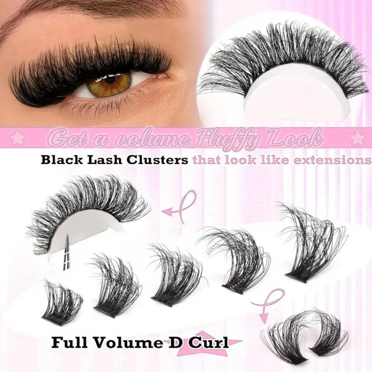 180-Cluster Single-Cluster Segmented Self-Grafting Thick Curled False Eyelashes, Curl: 60D(10-Row 3D) - Image 5