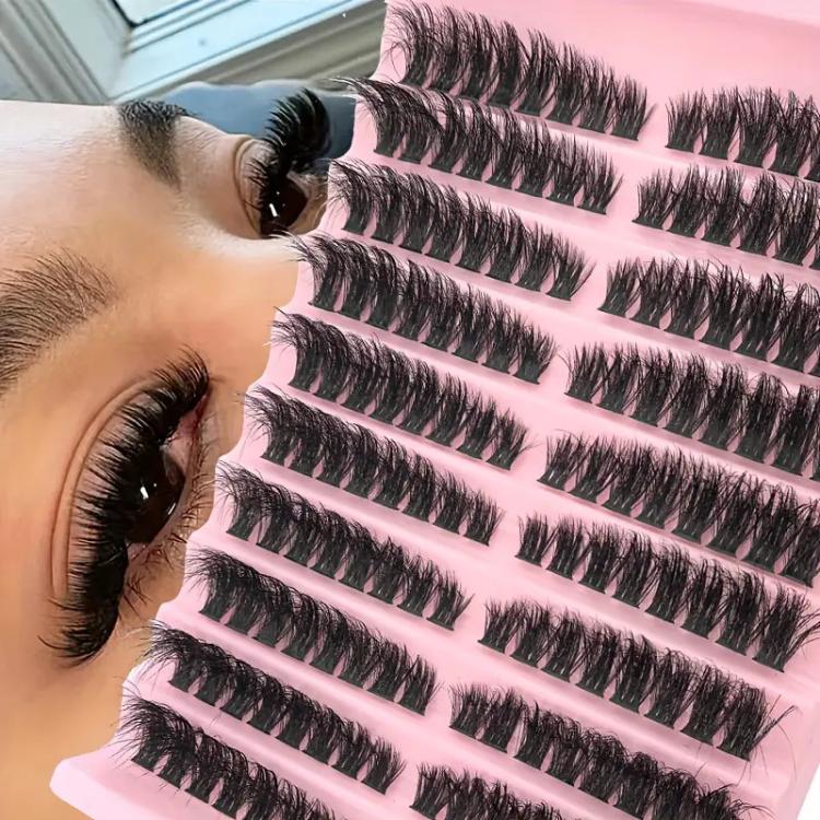 180-Cluster Single-Cluster Segmented Self-Grafting Thick Curled False Eyelashes, Curl: 80D(10-Row) - Image 6