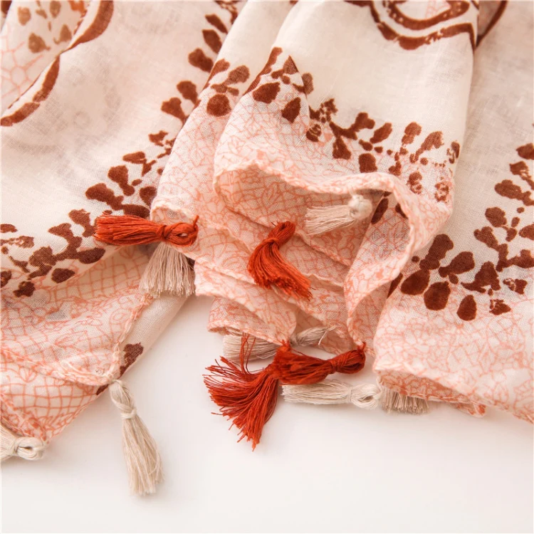 180 X 85cm Women Cotton And Linen Scarf Retro Splicing Bohemian Printed Silk Shawl SL1906-027 - Image 6