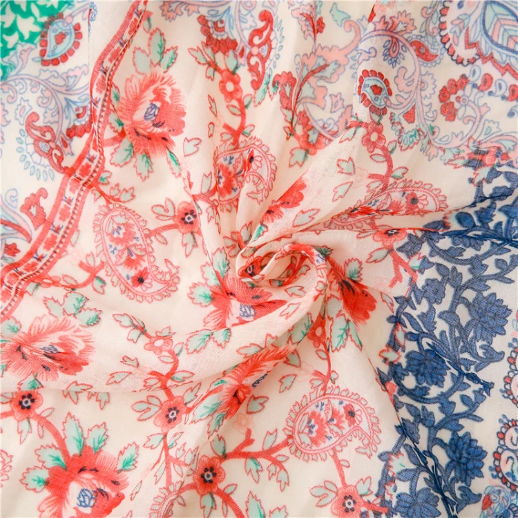 180 X 85cm Women Cotton And Linen Scarf Retro Splicing Bohemian Printed Silk Shawl SL1906-052 - Image 4