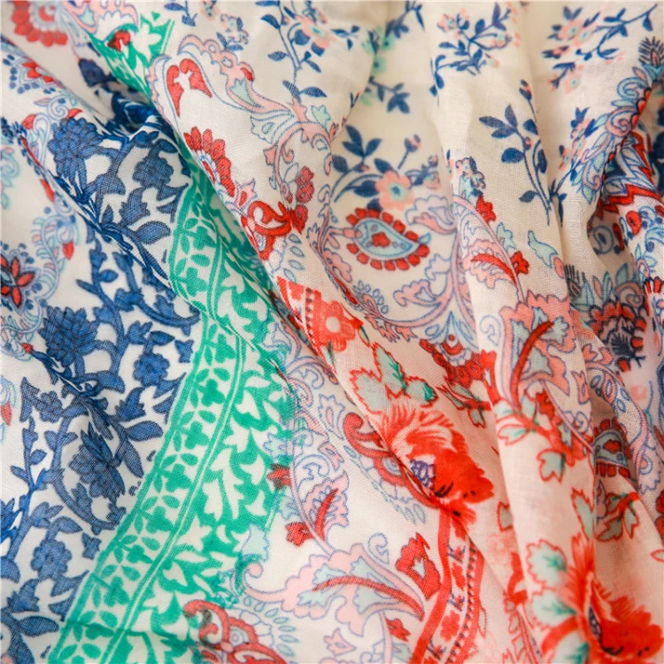 180 X 85cm Women Cotton And Linen Scarf Retro Splicing Bohemian Printed Silk Shawl SL1906-052 - Image 5