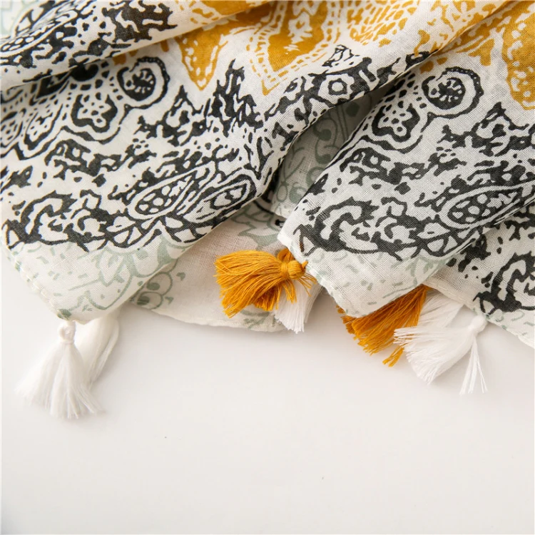 180 X 85cm Women Cotton And Linen Scarf Retro Splicing Bohemian Printed Silk Shawl SL1909-009 - Image 6