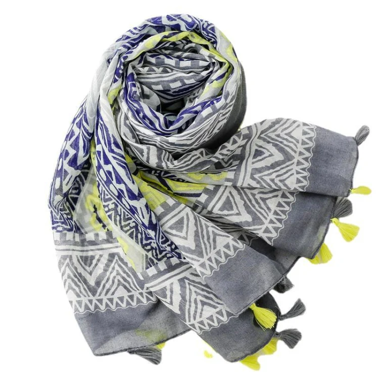 180 X 85cm Women Cotton And Linen Scarf Retro Splicing Bohemian Printed Silk Shawl SL2310-017 - Image 2