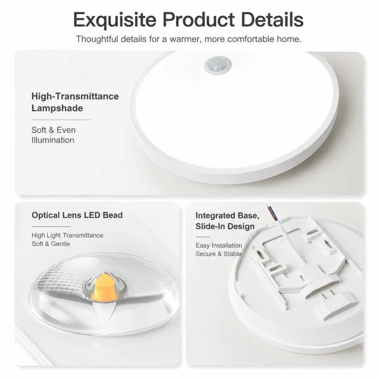 18W 30cm LED Motion Sensor Ceiling Light Flush Mount Dustproof Light with Photocell 6500K Cool White - Image 6