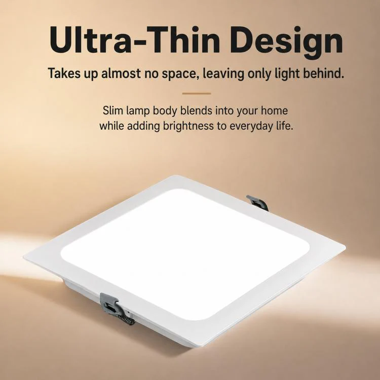 18W Square 6500K Recessed LED Panel Downlight Flat Can Light Full Plastic Insulated Ceiling Lamp - Image 2