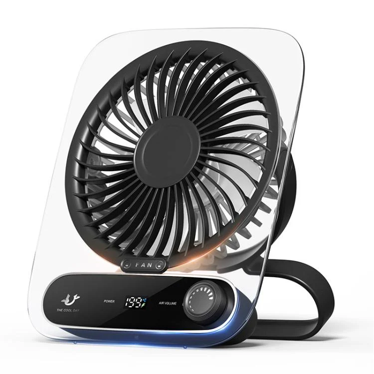 199-speed Desktop wall-mounted Fan With Handle & Light Built-in Aromatherapy Cotton(Clear Black)