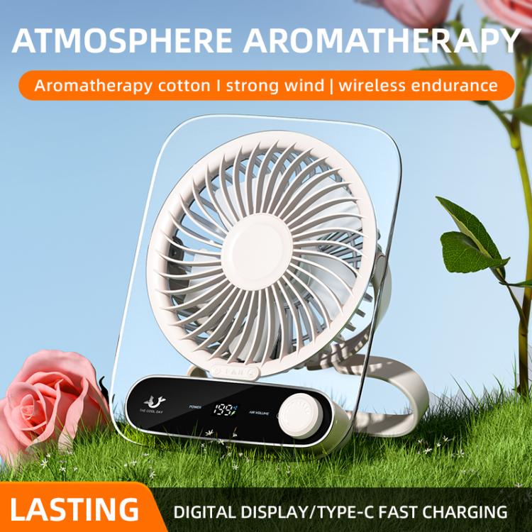 199-speed Desktop wall-mounted Fan With Handle & Light Built-in Aromatherapy Cotton(Clear Pink) - Image 2
